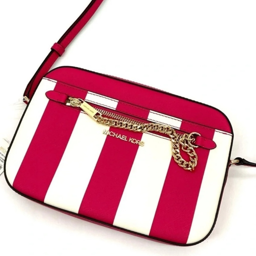 Michael Kors Large EW Zip Chain Xbody Crossbody Bag Electric Pink Multi